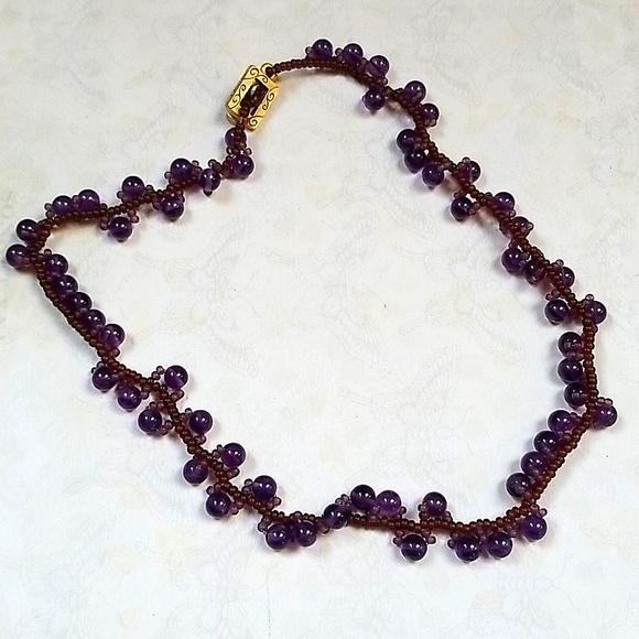 Vintage Hand Crafted Glass Bead Woven Choker Style Necklace - Picture 12 of 16